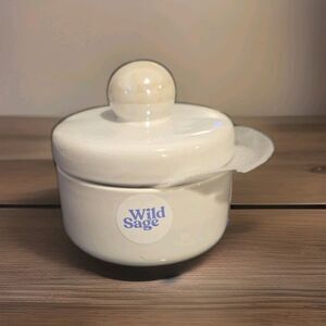 Wild Sage Taya Iridescent Pearl Ceramic Bathroom/Kitchen Trinket Jar w Lid